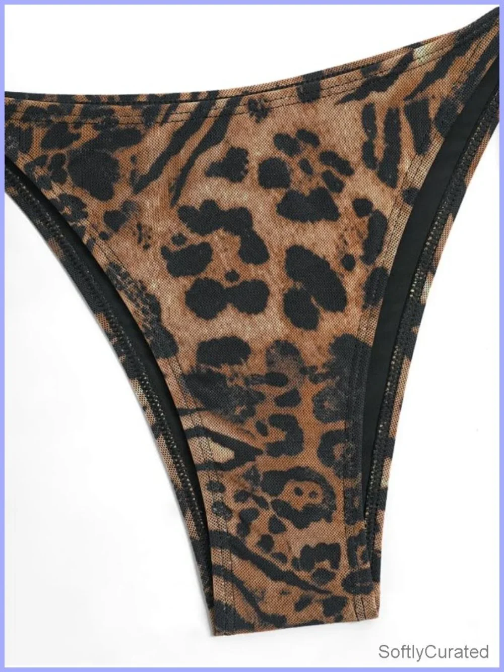 Lace Trim Tie Front High Cut Tankini Set with Removable Pads